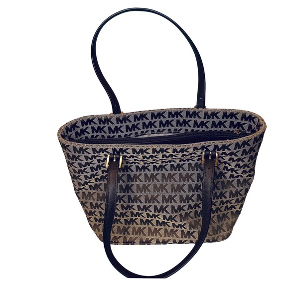 Michael Kors - Jet Set MK Signature Beige Jacquard Tote Bag - Picture 7 of 11